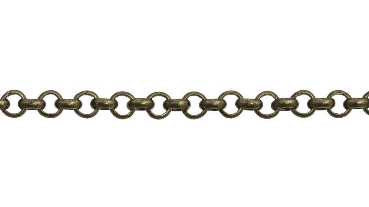 JewelrySupply 3.5mm Antique Brass Plated Rolo Chain (Priced per Foot)